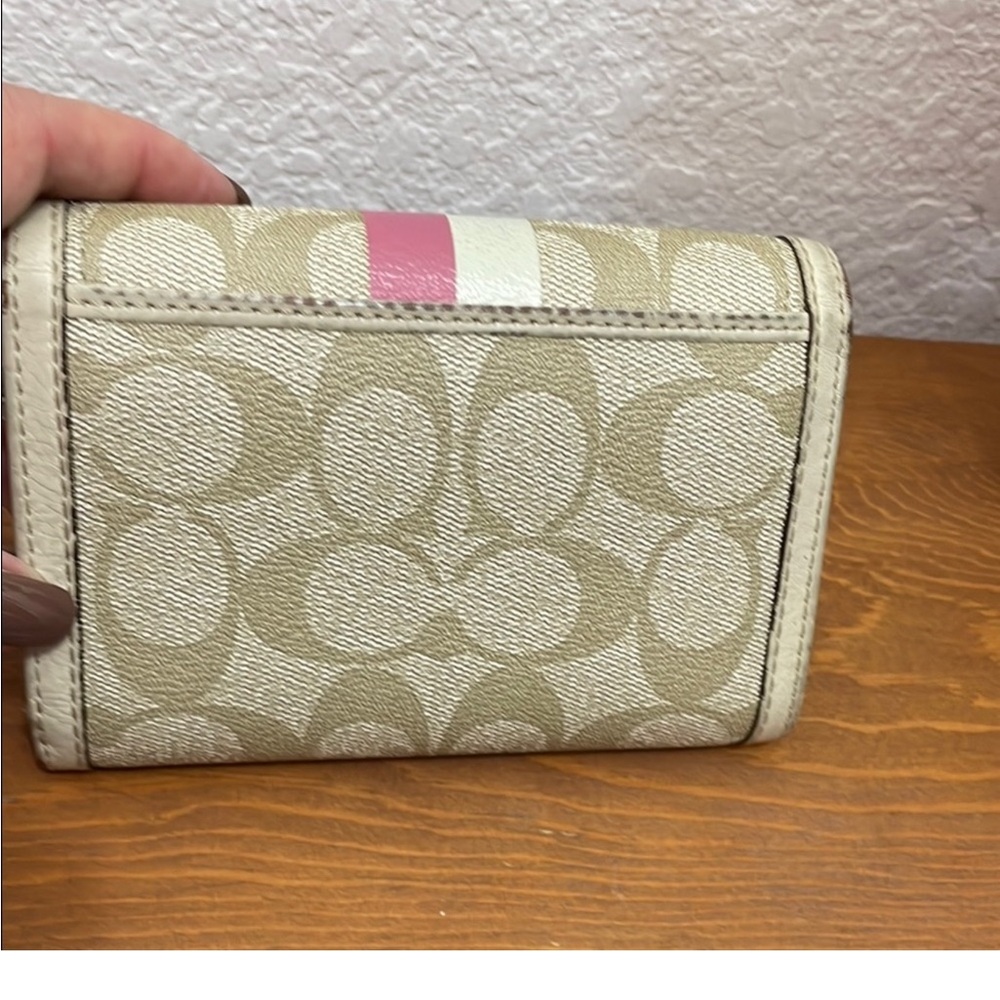 Coach Beige and Pink Monogram mid size Wallet - Picture 6 of 6
